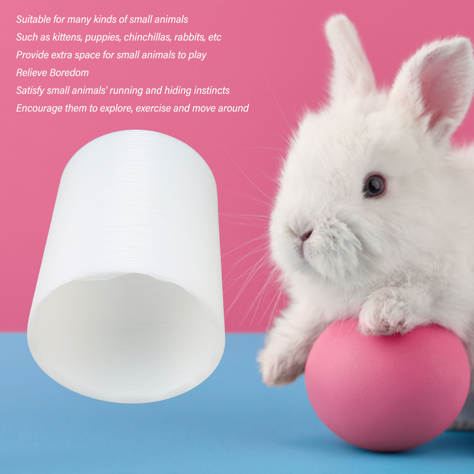Small Animal Play Tunnel Collapsible Plastic Hideout Pet Tube Toy For Kitten Puppy Rabbit Chinchilla