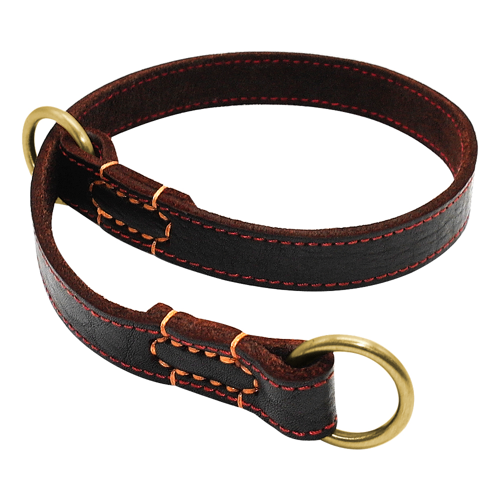 Durable Slip Real Leather Dog Collars Medium Large Dogs Choke Training Collar for Labrador German Shepherd Pet Black Brown