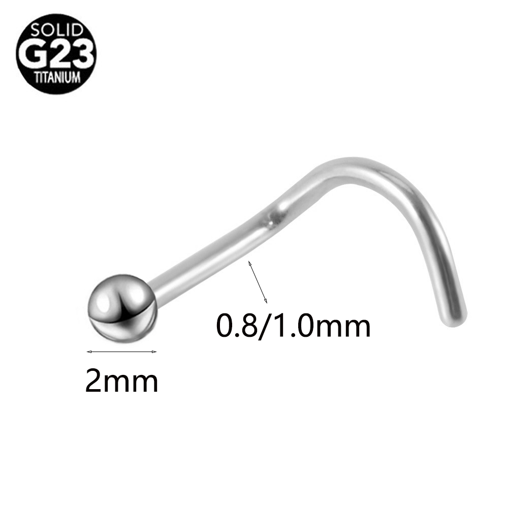 G ASTM F Titanium L Shape Three Balls Nose stud Piercings wholesale Pircings Jewelry 5