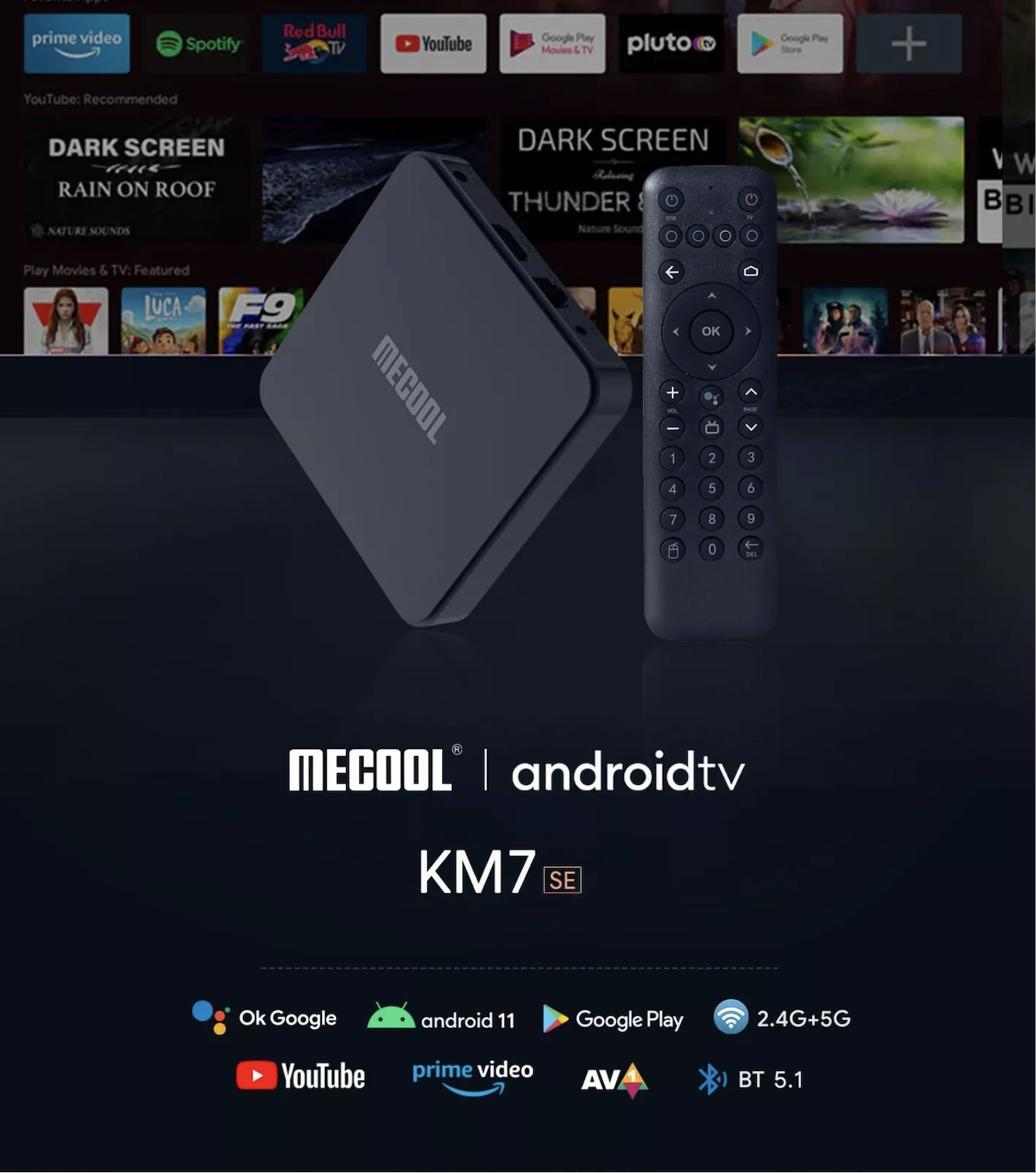 MECOOL TV Box KM7 SE 2GB DDR4 32GB Android 11 Gogle Certified 4K Amlogic S905Y4 HDR10 2.4G/5G WIFI Prefix VS KICKPI KP1 km2