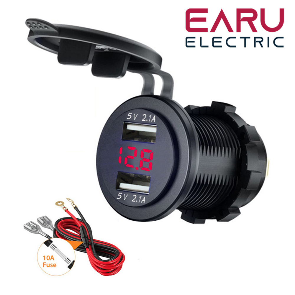 4.2A Charger Socket Power Outlet Adapter 5V Waterproof Dual USB Ports Fast Charge for Smartphone Car Boat Marine D5