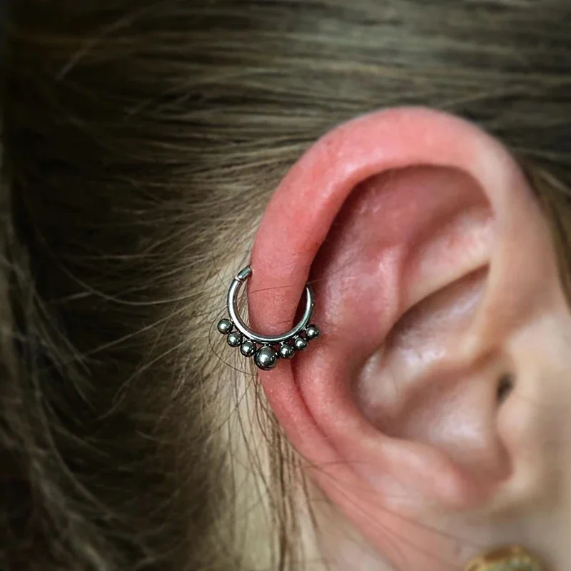 ASTM F136 Titanium Antiallergic Septum Piercing Nose Ring Tragus Cartilage Earring Lip Stud Clicker Hoop Body Jewelry 16G