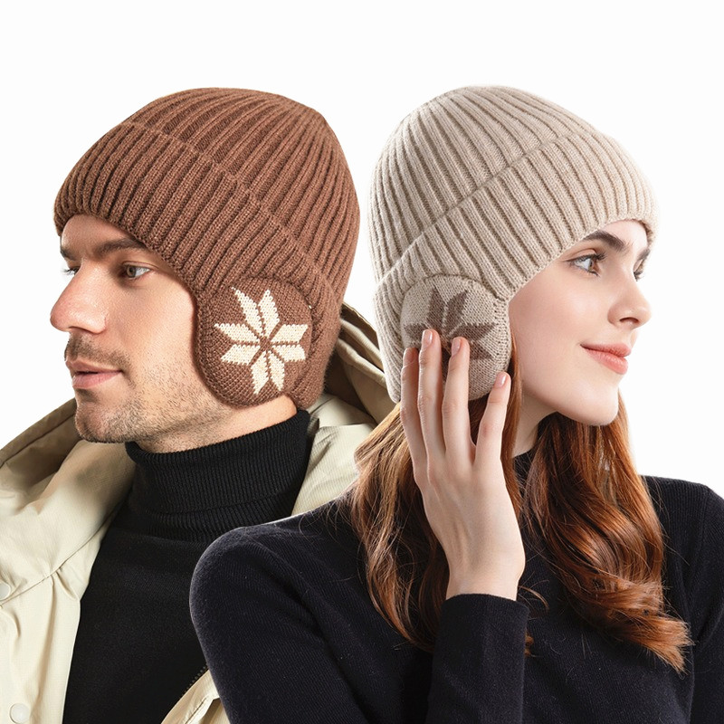 Cool Women Men Earmuff Beanies Warm Knitted Hat Female Male Winter Plush Thickened Korean Outdoor Cycling Earflaps Bonnets Hats