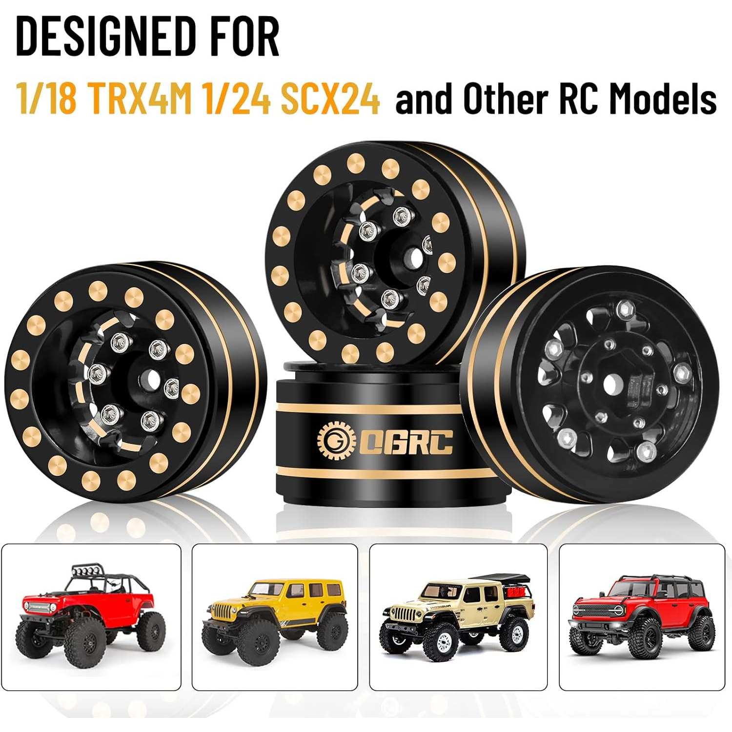 OGRC 1.0 RC Wheels Brass Negative Offset 7mm Wheels for SCX24 C10 JLU Deadbolt Gladiator Bronco 1/24 Crawler Car Upgrade- 47g/pc a28ce 5 8bc30