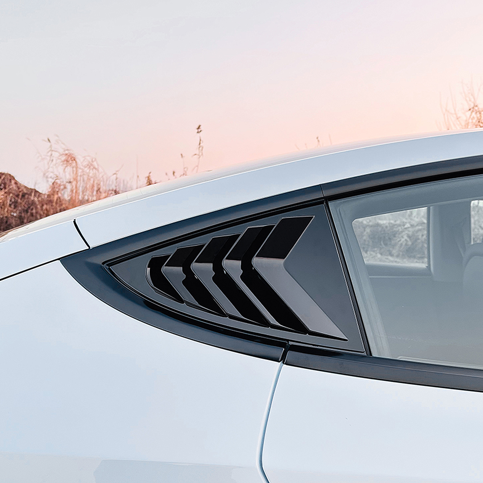 2PCS Car Shutter Window Rear Cover Trim Louver Side Vent Trim For Tesla Model 3 2024+ smile + + +