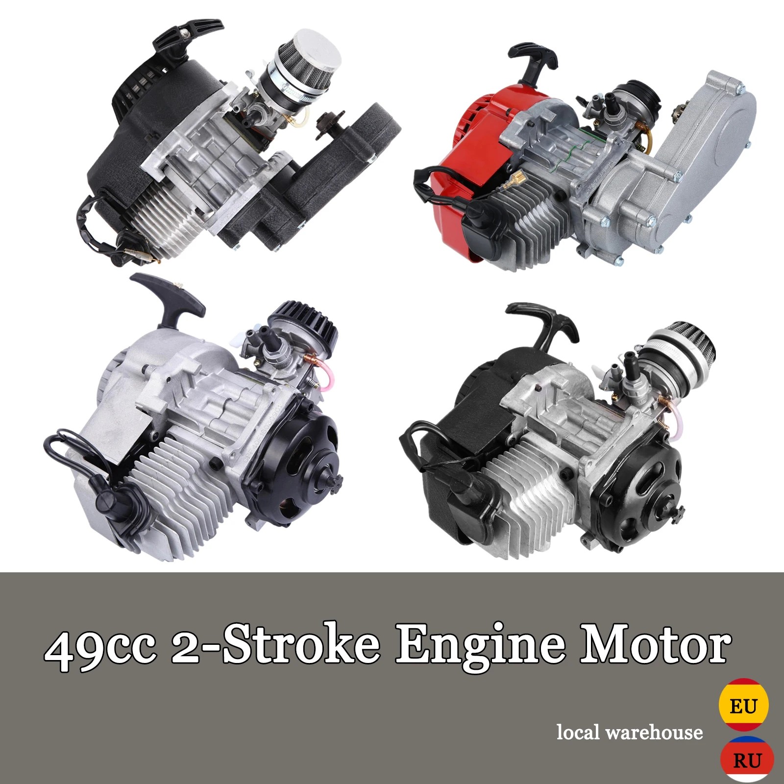 Samger 49cc 2-Stroke Pocket Bike Engine Motorcycle Engine Motor Air Filter Pullstart Quad Pocket Bike Cross Bike ATV
