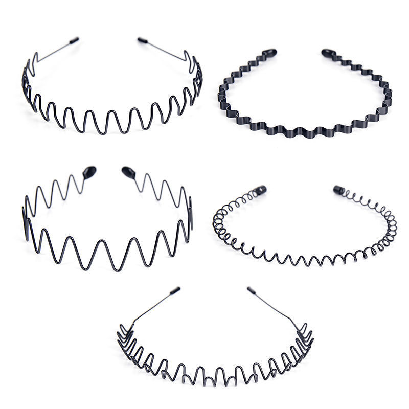 6Pcs/Set Men's Hoop Hair Band Male Sports Comb Wave Hairpin Big Back Head Invisible Metal Hairband Female Face Washing Headdress