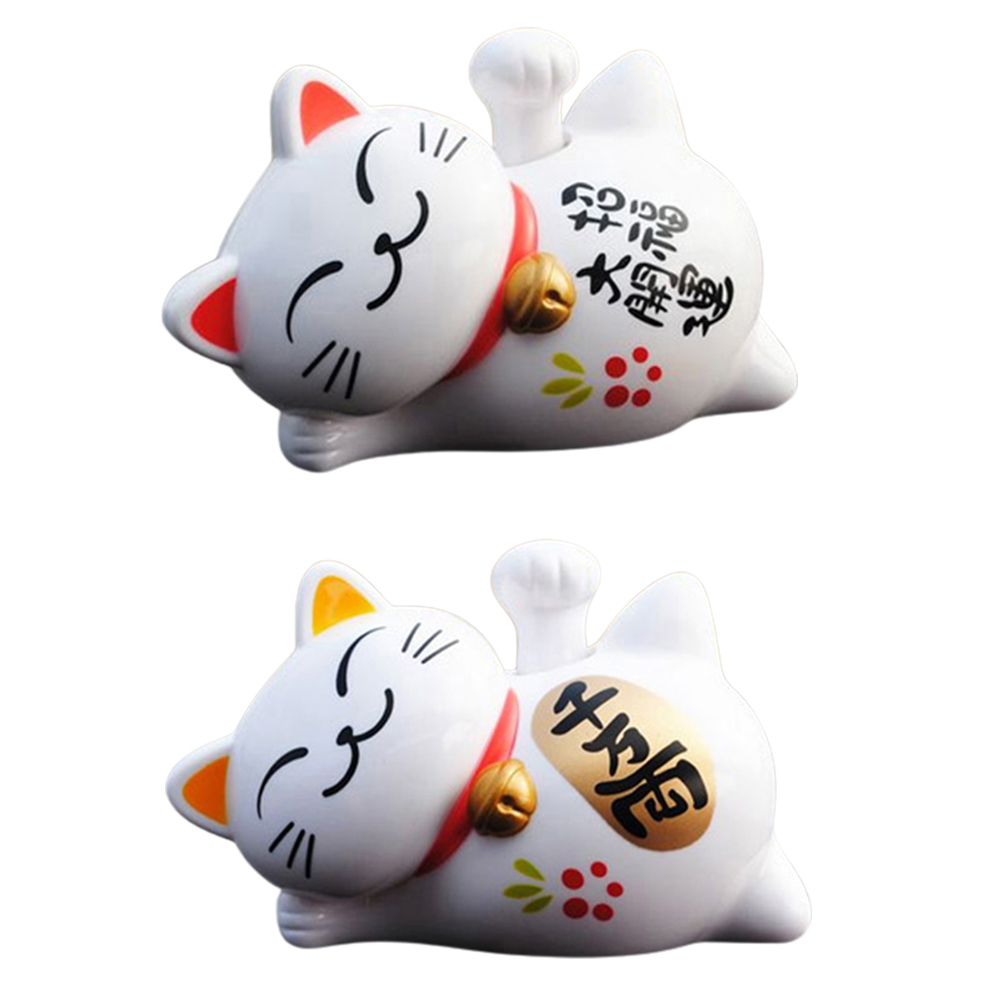 Chinese Lucky Waving Cat Solar Powered Welcoming Fortune Cat Beckoning Maneki Neko Fortune Ornament Feng Shui Decor