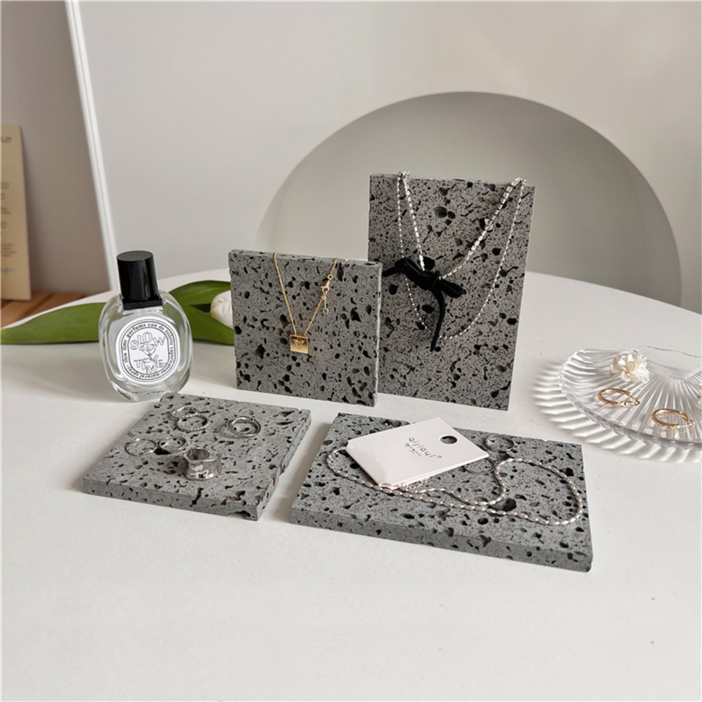 Stone Tray for Jewelry Perfume Ornaments Desktop Bracelet Necklace Earring Display Rack Photo Prop Organizer Decorative