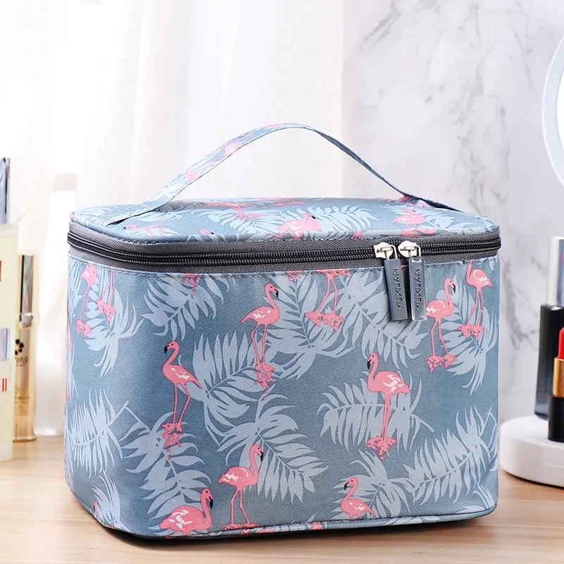 Makeup Bag Portable Cosmetics Makeup Brush Large Capacity Travel Flamingo Double Grey a04d3 5 48141