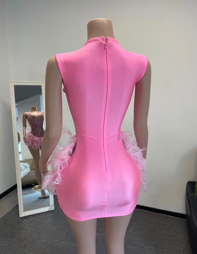 Luxury Gold Crystals Feather Short Prom Dresses For Black Girls See Through African American Cocktail Dresses Birthday Party Homecoming Gowns