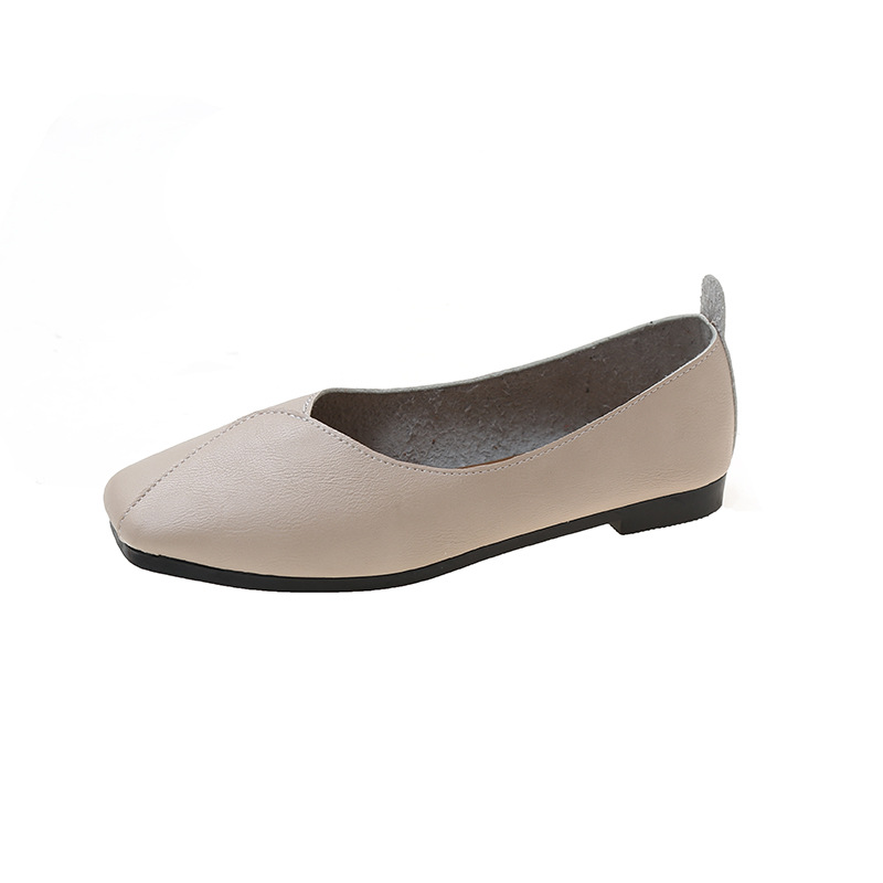 Flat single shoes women 2024 spring and summer new simple solid color light mouth slip-on lazy bean shoes