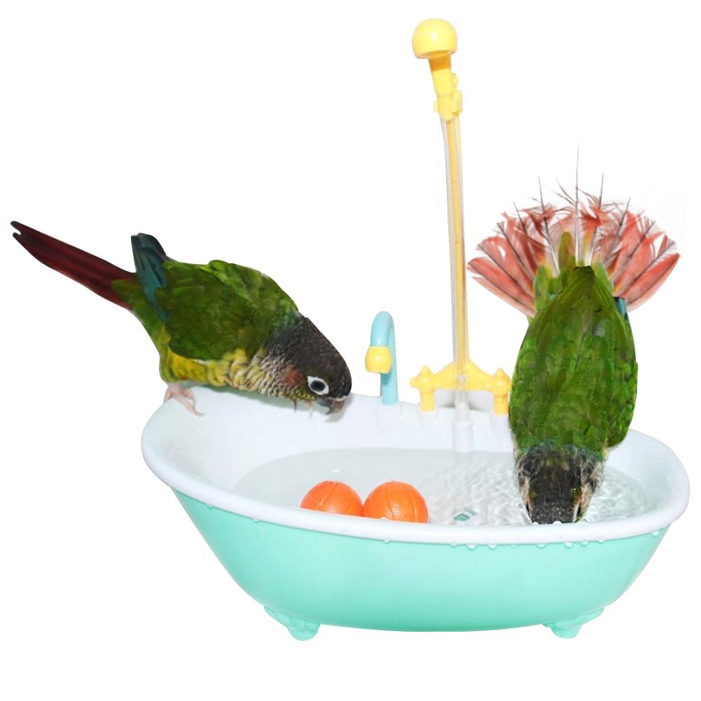 Parrot Automatic IntelligentBath Bird Shower Bathtub AccessoriesHousehold Cute Supplies Cage Blue Plastic AccessoryBird Par D8S4