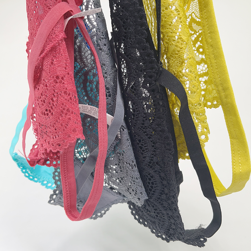 Arrival 5 Pcs New Sexy Lingerie Solid ddmysmile Color Red Lace Transparent G-String Panties T-Back Thongs Smile