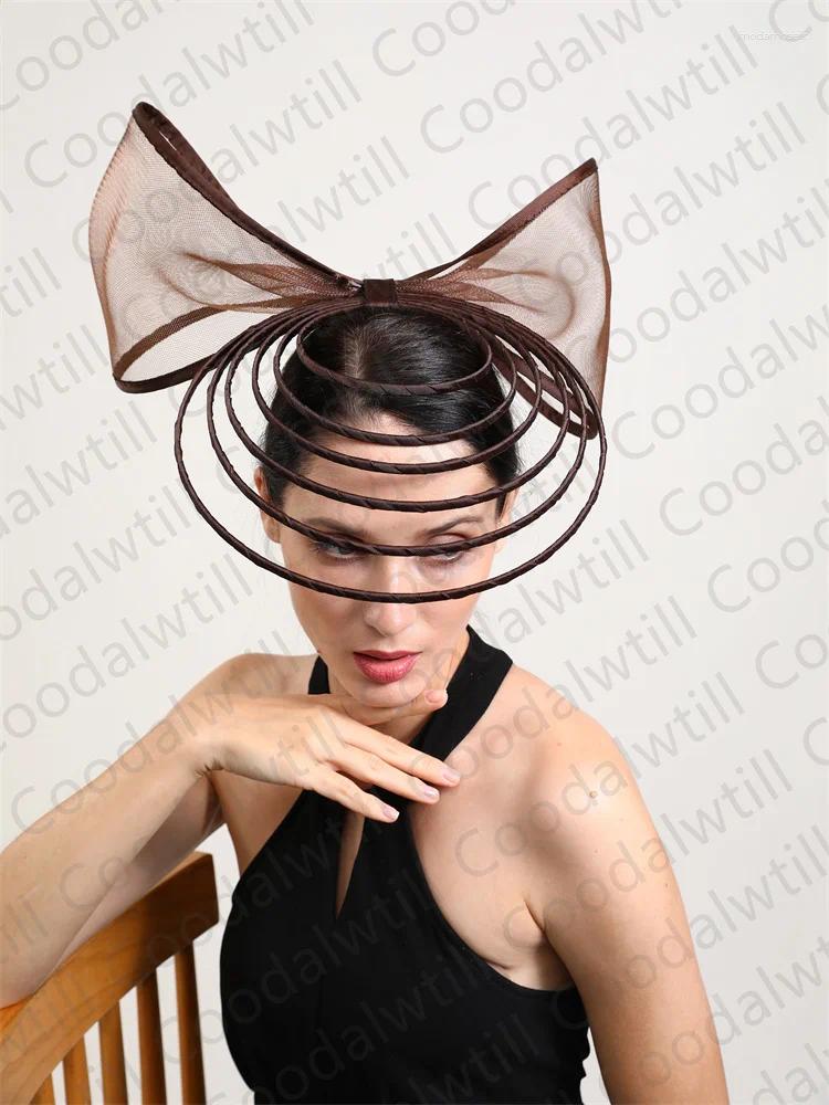 Elegant Fascinator For Women Wedding Hat Heaband Ladies Derby Race Headwear With Bow Hair Accessories Clips