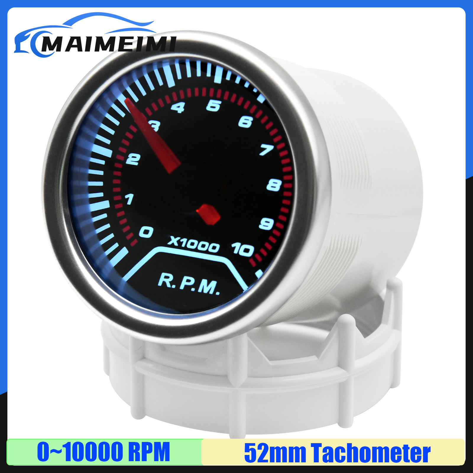 d Face Automobile Tachometer with Light 0~10000 RPM 2 52mm Tacho Gauge for Universal 1-8 Cylinder Gasoline Car 12V