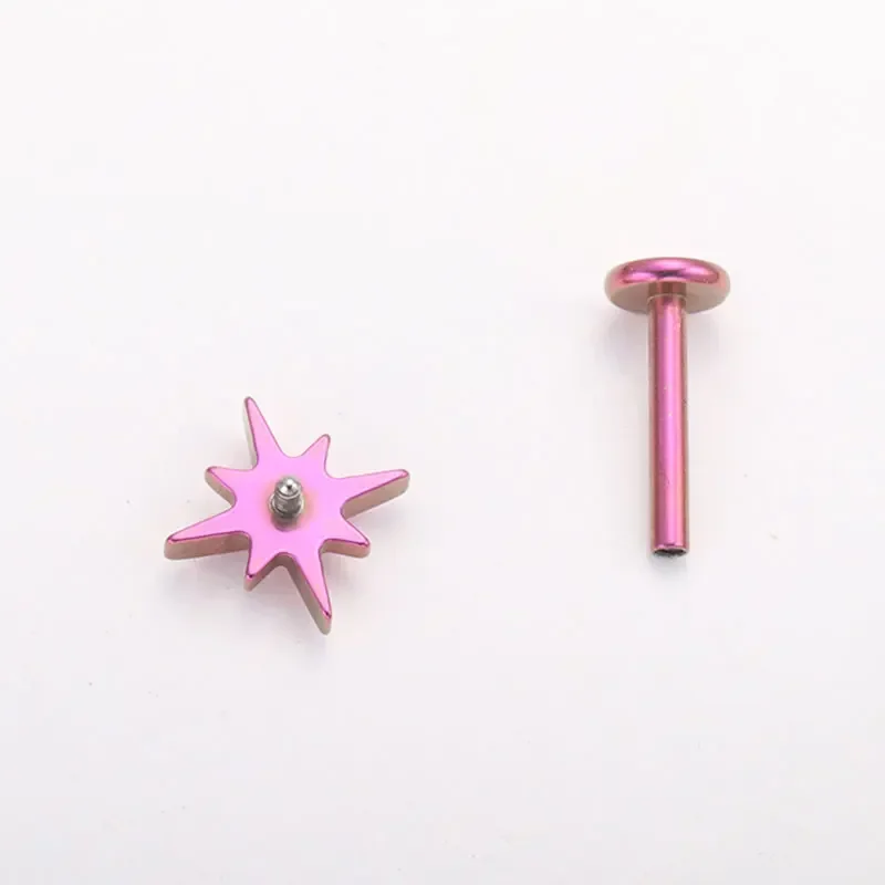 G23 Titanium Piercing 16G Sparkling CZ North Star Stud Earring Labret Cartilage Tragus Helix Conch Lobe Piercing Body Jewelry