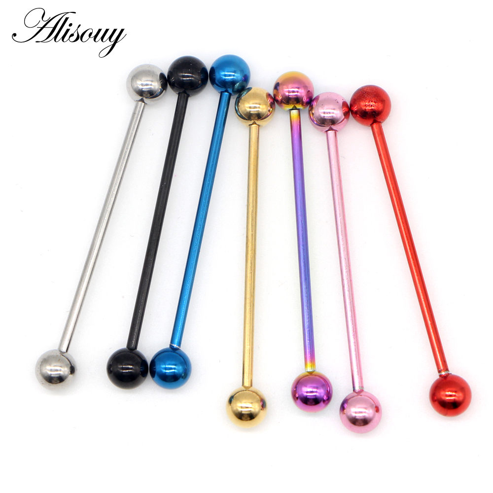 Alisouy PC G Unisex Tongue Ring Men Goth Punk screw Piercing Body Nose Lip Rings Ear Cartilage nail mm 5