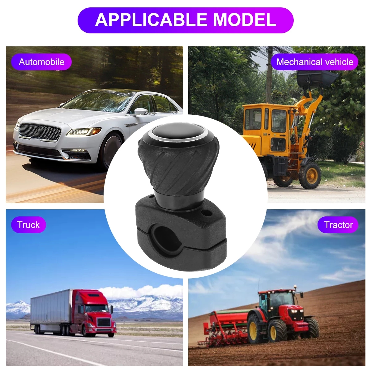 Car 360° Steering Wheel Spinner Knob Power Handle Ball Hand Control Assister Grip Turning Helper Auxiliary Booster Strengthener