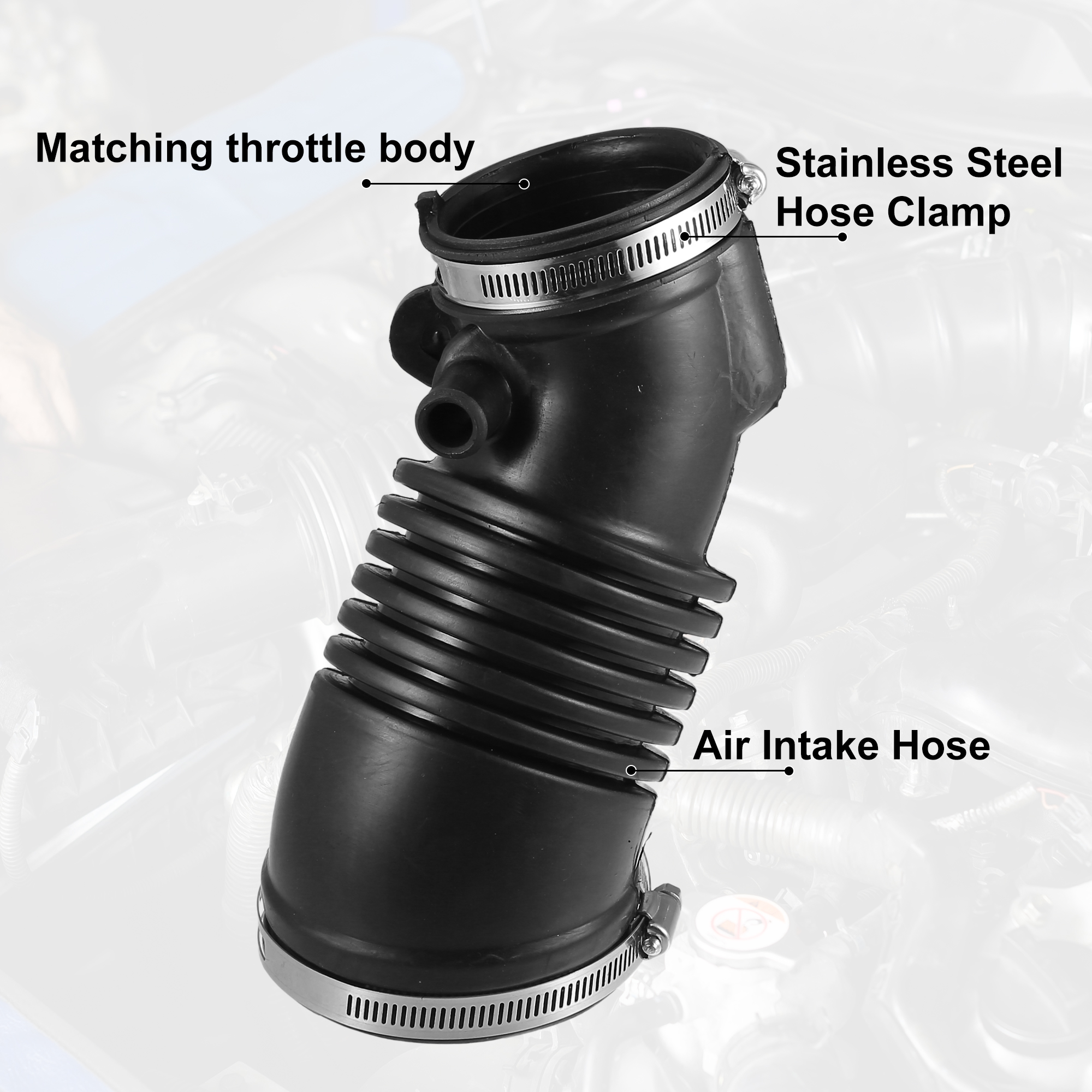UXCELL Air Cleaner Intake Hose Tube with Clamps for Honda Odyssey 3.5L 2005-2006 Black 17228RGLA00 5ff8d