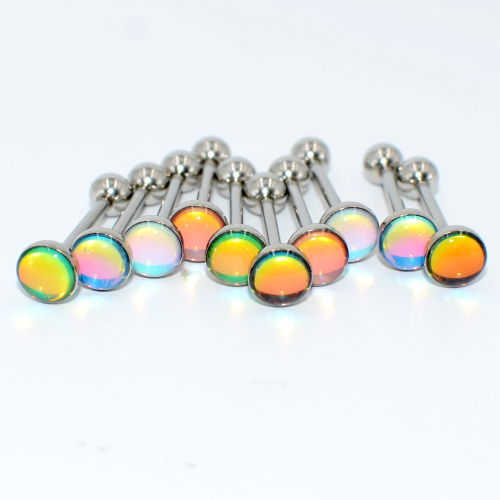 50PCS 316l Surgical Steel Flash Film Bling Bling Tongue Barbell Piercings Wholesale Tongue Barbell Rings Piercing Body Jewelry