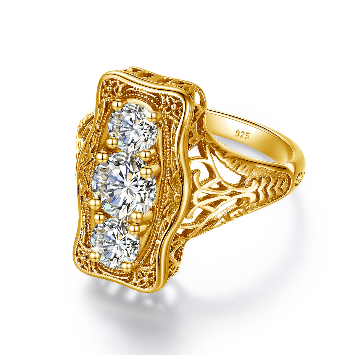 Trending 3 Stone Moissanite Ring With Certificate Total Is 1.6ct Dia Design Jewelry Solid Sier Engagement Gift 41720