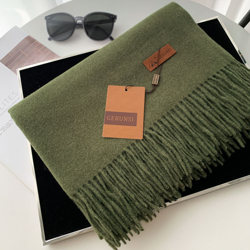 Classic Solid Color Tassel Scarf Women Winter Thickened Warm Faux Cashmere Shawl Men's fe5d6