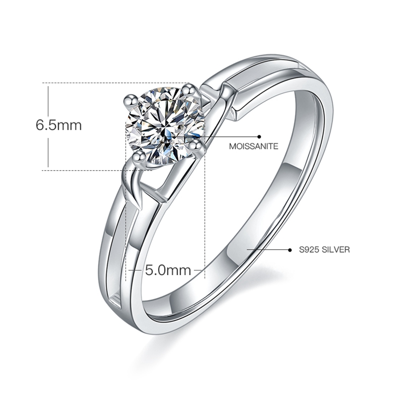 Arm Bow Twisted LUSTER S Sier Plated Platinum Moissanite Dia Women's Ring 50 Points D-Class Gift for Women smile