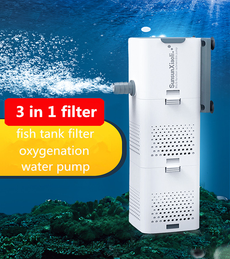 SUNSUN 3 in 1 Filter for Aquarium Fish Tank Filter Mini Fish Tank Filter Aquarium Oxygen Submersible Water Purifier