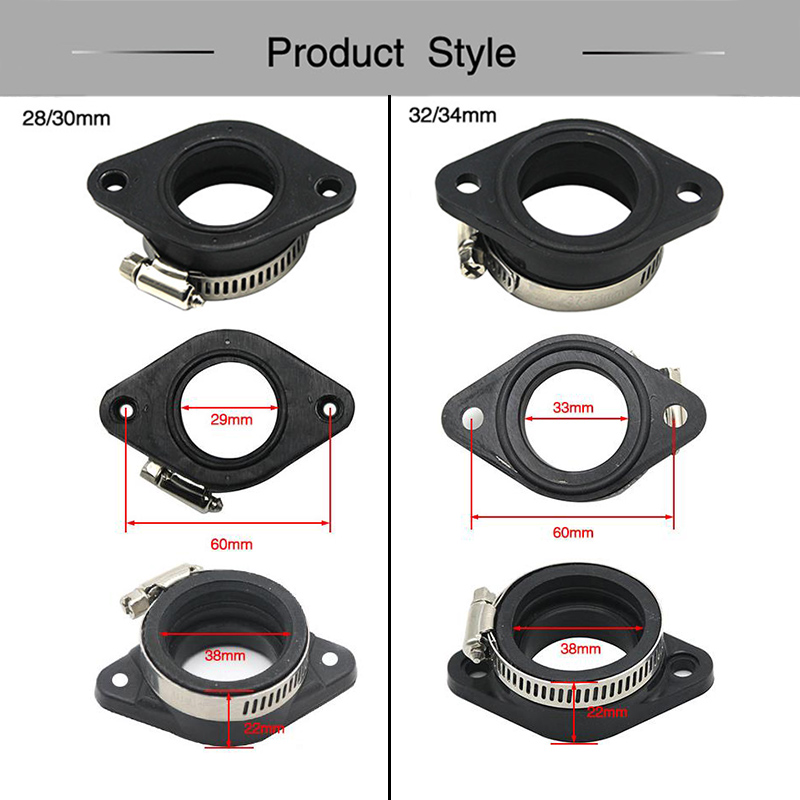 Motorcycle Carburetor Manifold Intake Flange Adapter Carb Manifold Boot for PWK 21-30mm 32mm 34mm Carburetor UTV ATV UAZ UTE