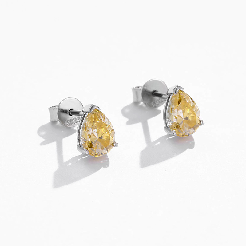 EWYA Real 1.25CT Colored Water Drop Moissanite Stud Earrings For Women S925 Silver Green Diamond Ear Studs Earring Fine Jewelry