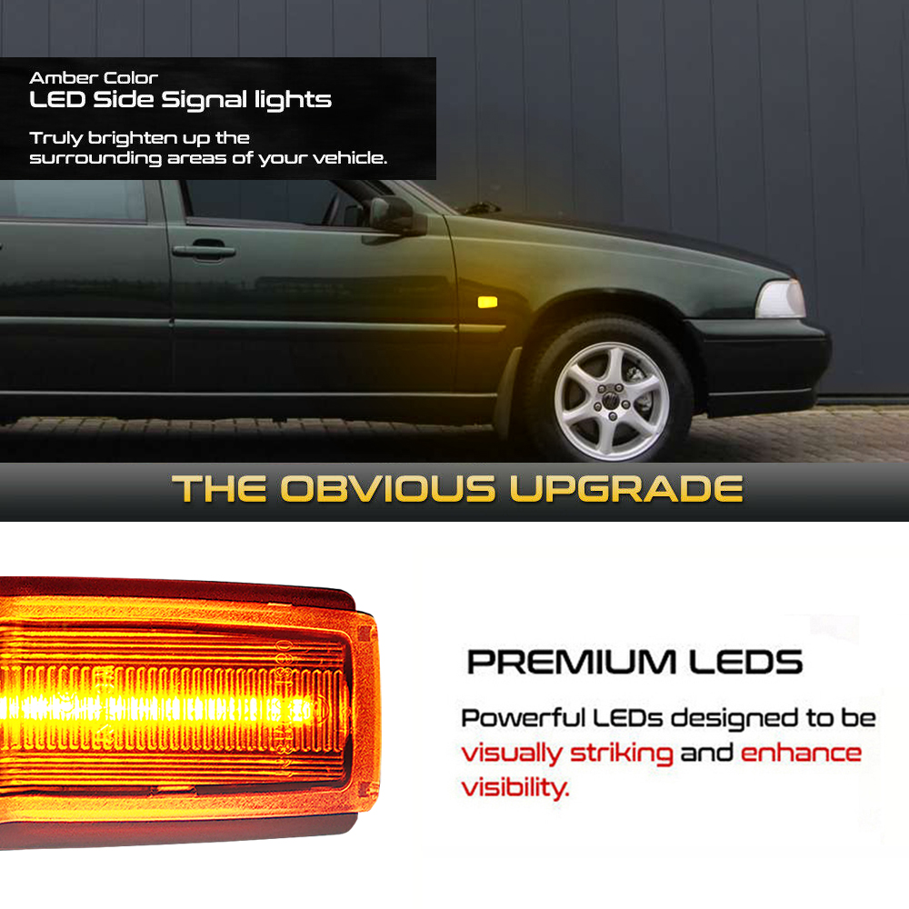 2x LED Side Marker Blinker Turn Signal Light For V70 V40 S40 850 240 740 C70 940 S70 S90 960 760 780 OEM # 9178885 9190169