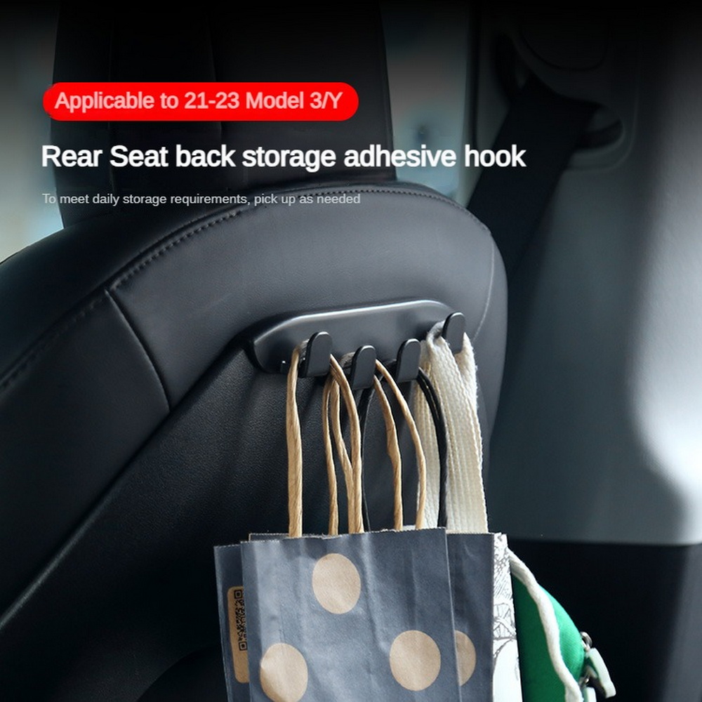 Seat Phone Car Rear Holder for Tesla Model 3/Y Back Seater Headrest Bracket Hanger with 4 Hooks Bag Organizer Car Accessories smile