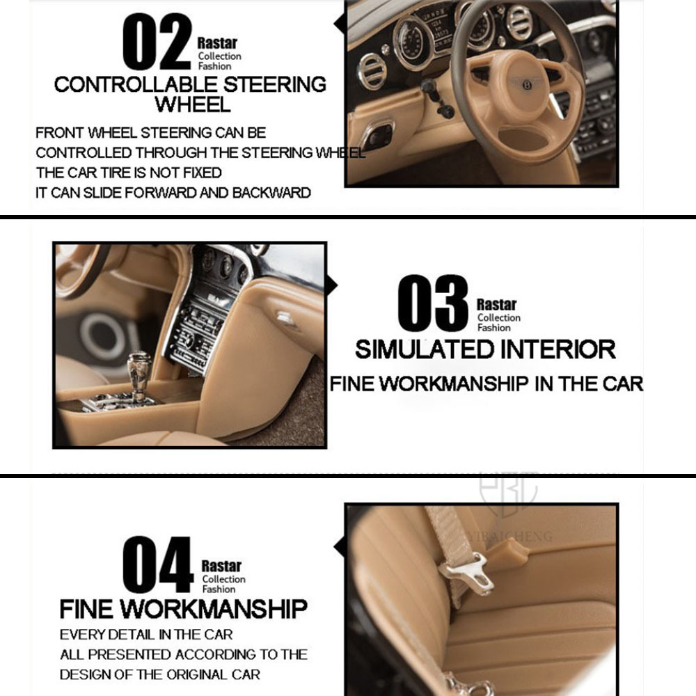 1:18 Bentley Mulsanne Alloy Diecast Static Car Model Safety Belts 6 Doors Car Exquisite Interior Adult Collections Children Gift
