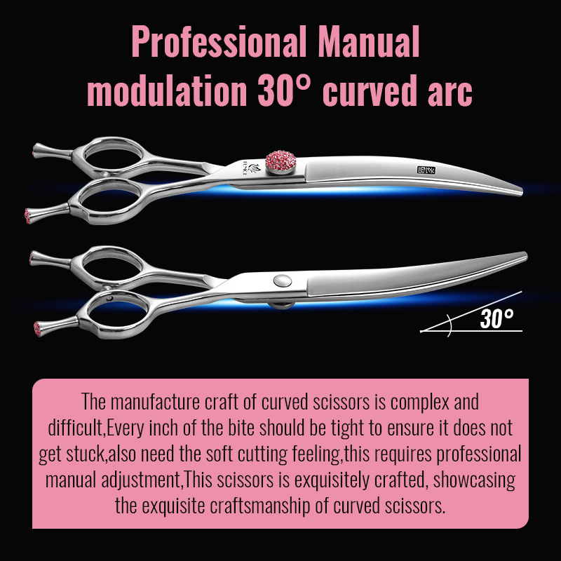 Fenice Professional 6/6.75/7/7.5 Inch Pet Scissors For Dog Grooming Straight&Thinner&Curved&Chunker Grooming Shears Tool Set