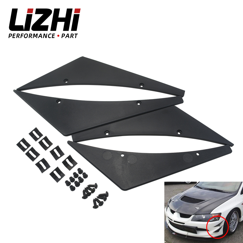 LIZHI RACING - New Universal Fit Front Bumper Lip Splitter Fins Body Spoiler Canards Valence Chin LZ-BS21
