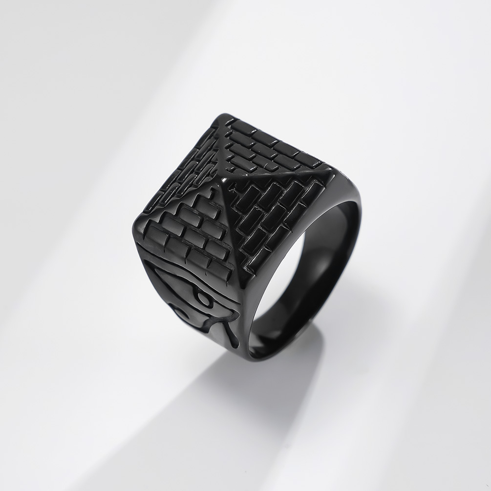 Mens Hip Hop Gold Ring Jewelry Fashion Egypt Pyramid Punk Retro Alloy Metal Rings