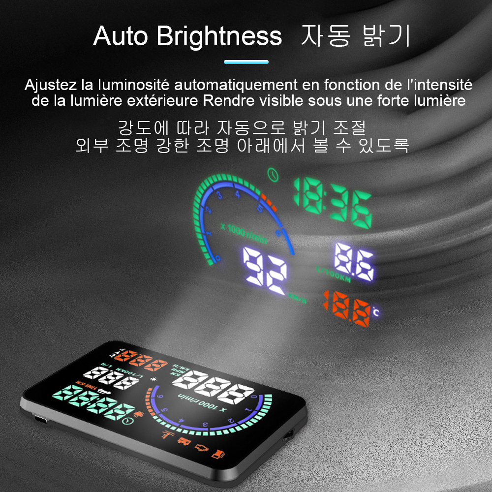 WiiYii I9 Obd2 HUD Head Up Display Speedometer Speed Alarm Car Electronics Gadgets Projector Water Temperature RPM Voltage