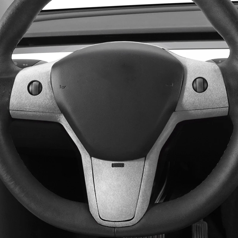 Betterhumz Car Steering Wheel Patch Trim for Tesla Model Y 3 2023 Alcantara Steering Wheel Sticker Cover Interior Accessories d86df 5 9c5fa
