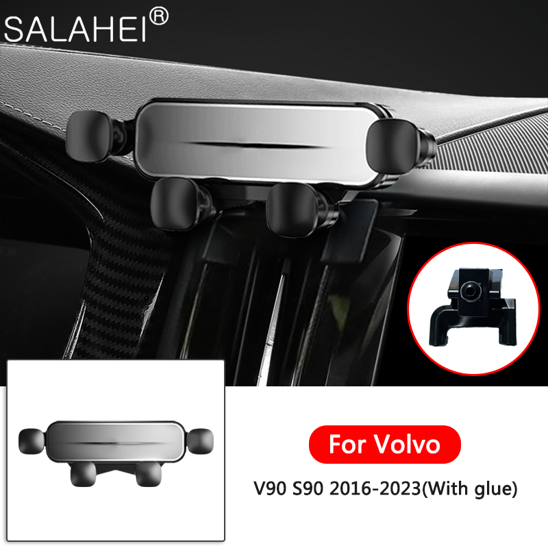 Car Mobile Phone Holder Air Outlet Gravity Rotatable Stand GPS Bracket Support For V90 S90 2016-2023 (With Glue) Accessory