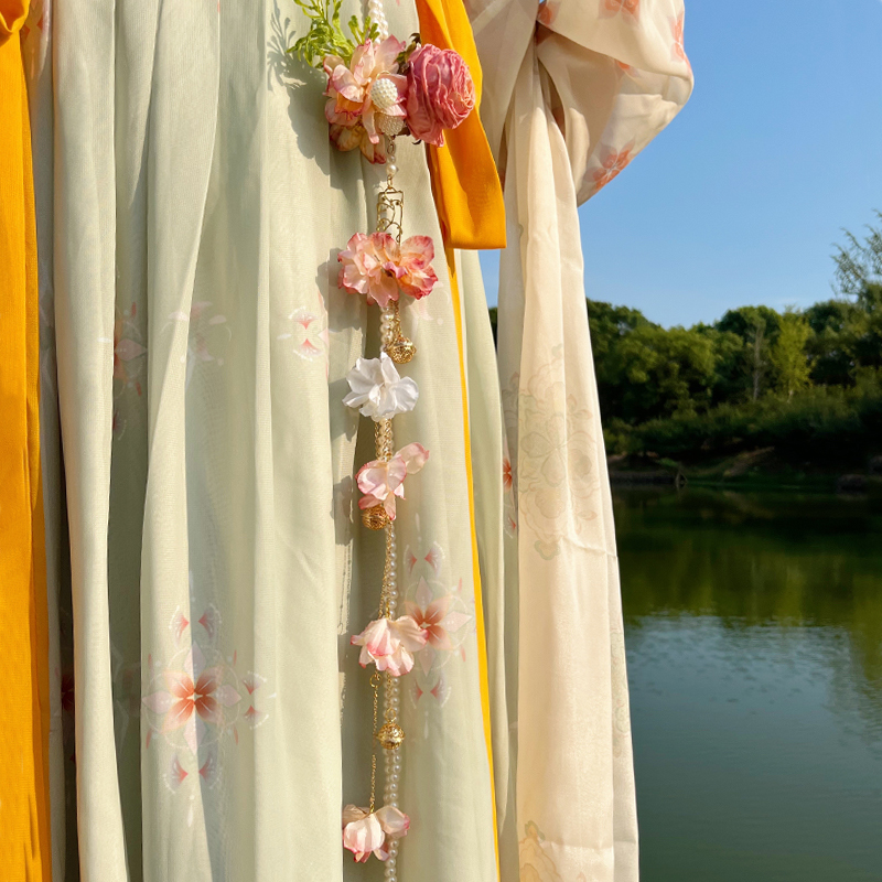 2024 chinese style hanfu hair accessories female ming style waist accessories pressure handmade flower hanfu skirt pendant gift 7011c