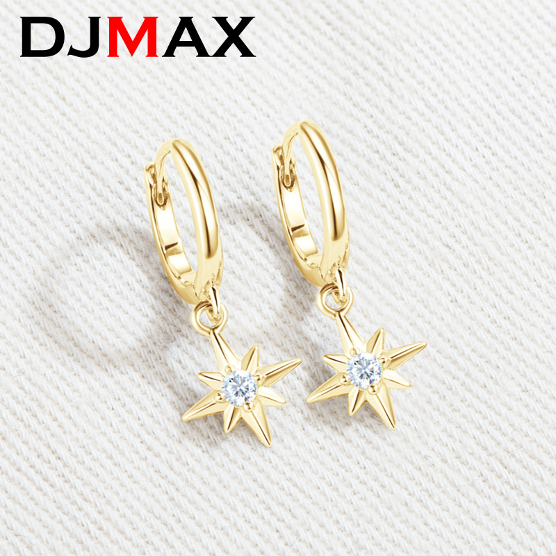 DJMAX Star Original 925 Sterling Silver Lady Moissanite Diamond Hoop Earrings New 0.12ct Moissanite Earrings for Women 2023