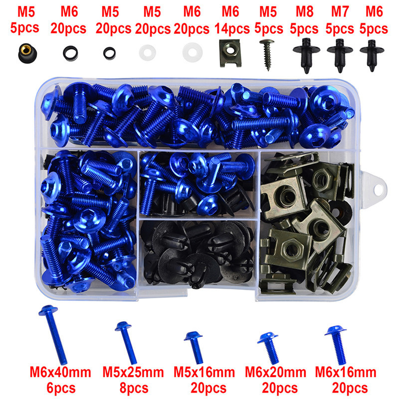 195 PCS Motorcycle Accessories Aluminum Fairing Bolt Screws Kit Fit For YAMAHA YZF 600 1000 R1 R6 R3 R15 R25 T-MAX 530 TMAX 500