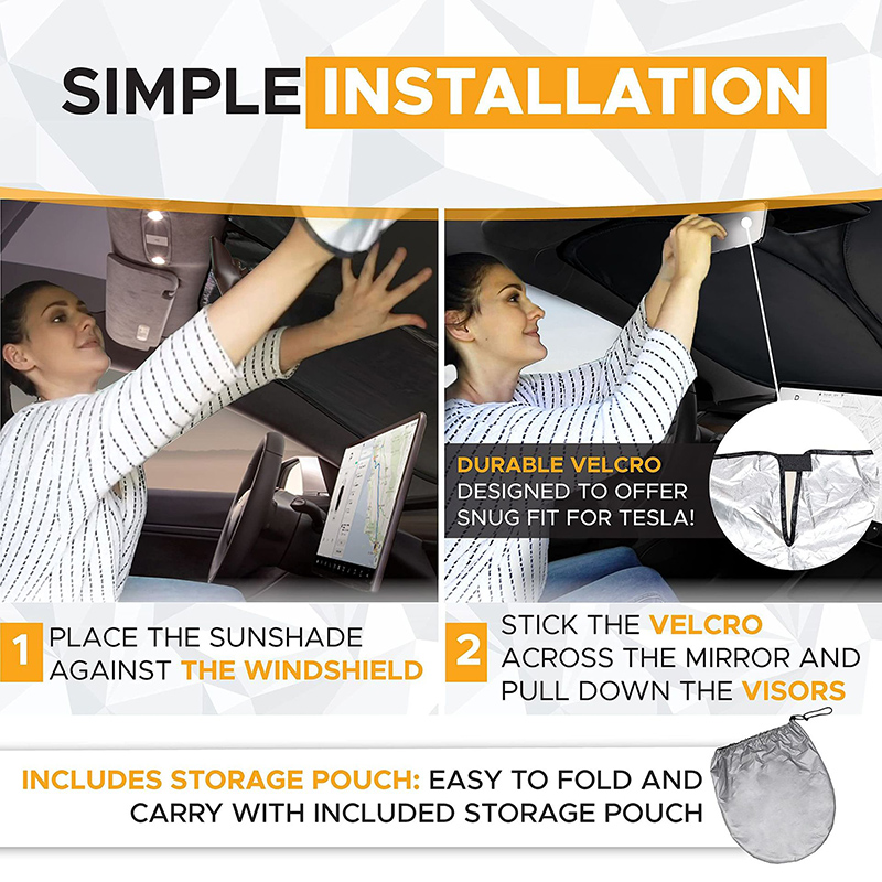 Car Windshield Sun Shade Covers Visors For Tesla Model 3 Y Auto Front Window Sunscreen Parasol Sunshade Car Accessories