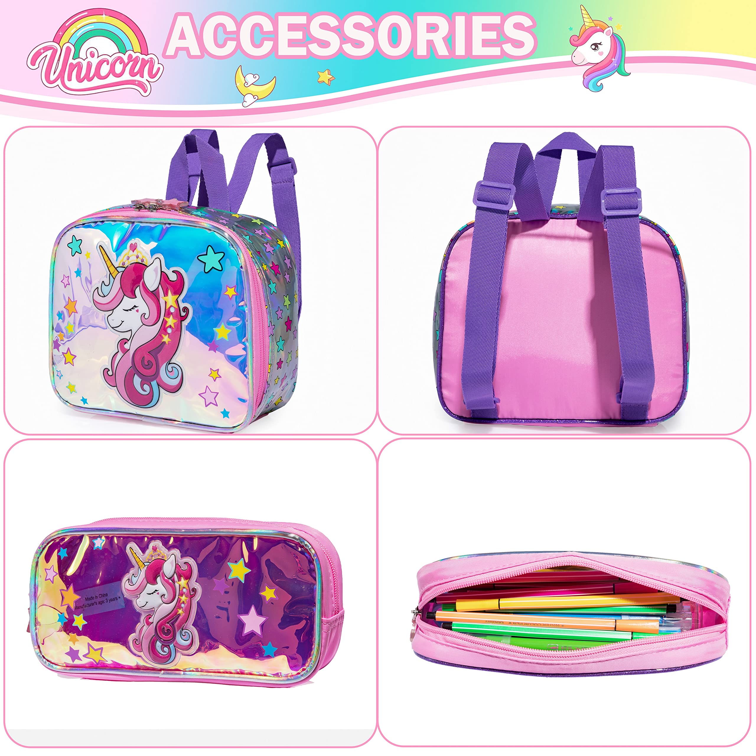 Kids Backpack for Gilrs School Backpacks with Lunch Box for Elementary Kindergarten Student Cute Pink Bookbag for Girls 82dc3