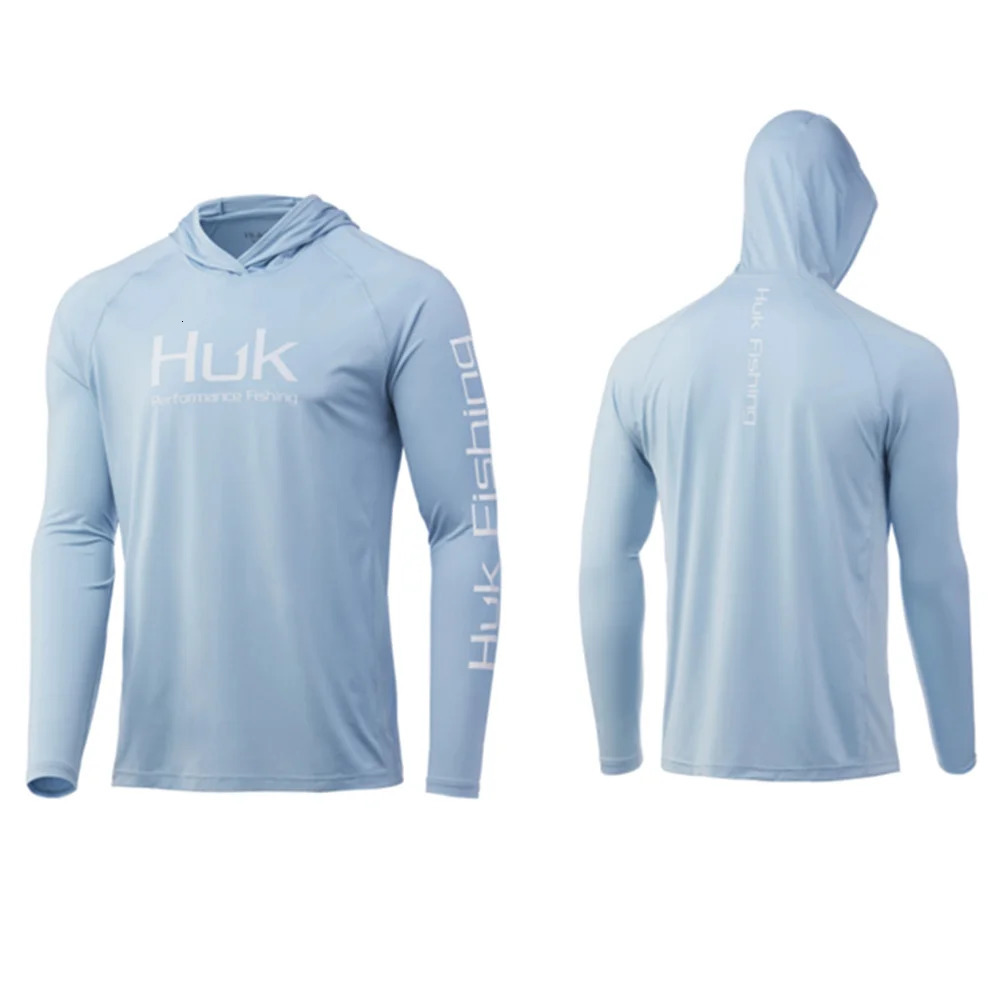Summer HUK Fishing Clothes Mens Long Sleeve Hoodie Jersey Camisa De Pesca Light Color Fishing Shirts Uv Protection Quick Dry Top 240615