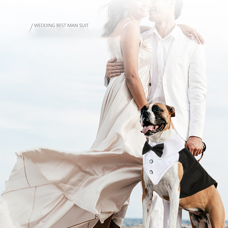 Dog Tuxedo Dog Suit and Bandana Set, Dogs Tuxedo Wedding Party Suit, Dog Prince Wedding Bow Tie Shirt Formal Dog Wedding Attire