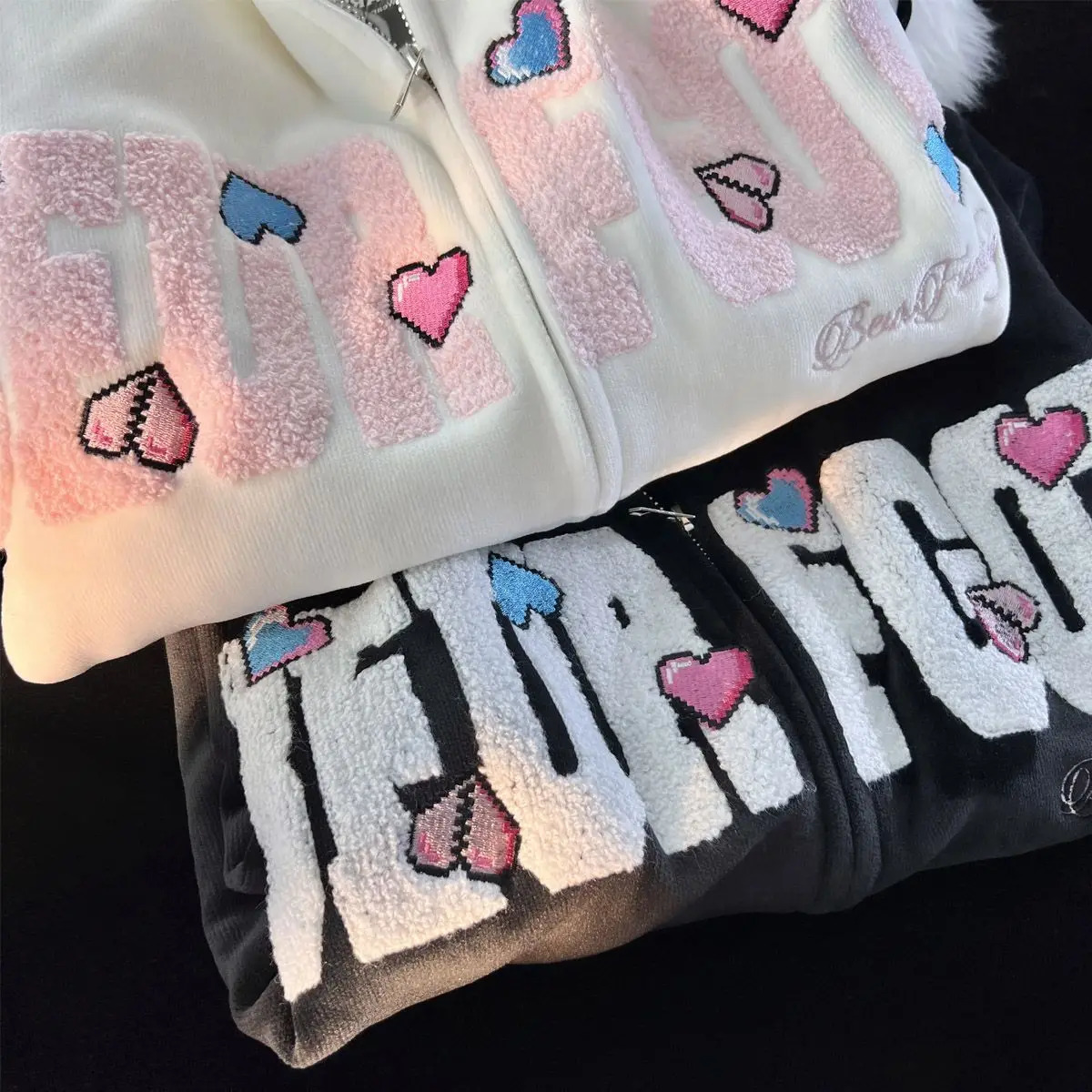 Pure cotton American embroidered hoodie men and women street trend casual sweatshirt Y2K oversized loose jacket top 240619