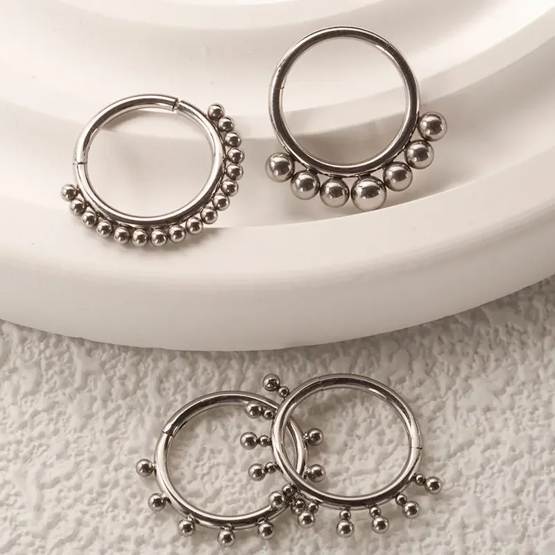 ASTM F136 Titanium Antiallergic Septum Piercing Nose Ring Tragus Cartilage Earring Lip Stud Clicker Hoop Body Jewelry 16G