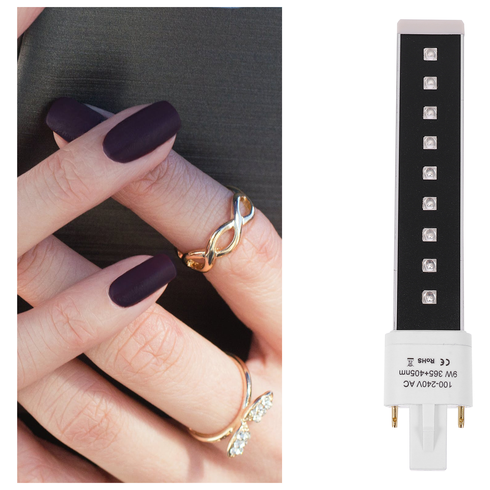 c a hine Lamp W Phototherapy Nail Gel Polish Light Bulb for Dryer Tube UV LED Black Glass Curing